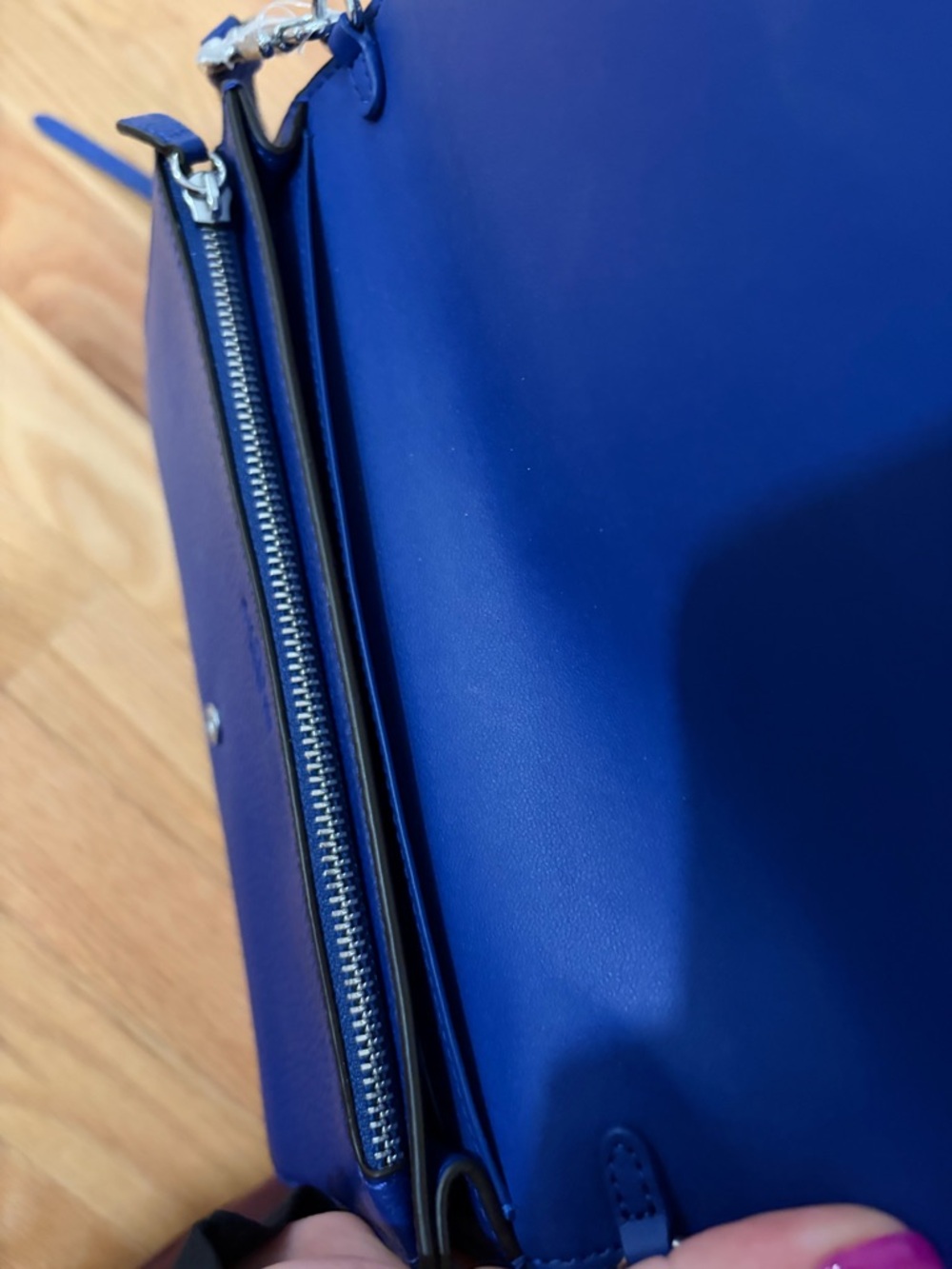 Coach Cobalt Blue Pebbled Leather Crossbody with Embossed Carriage - Picture 3 of 4